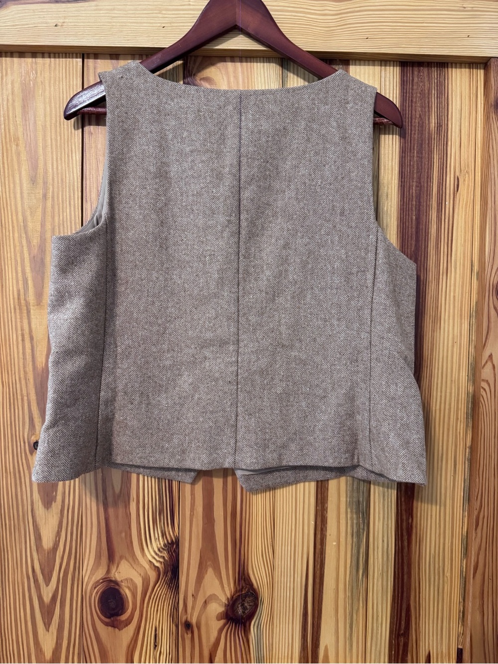 LOFT Herringbone Button-Front Vest in Light Brown - Picture 2 of 2